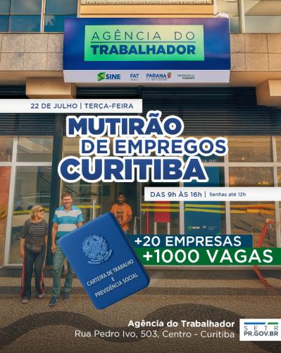 Curitiba terá mais um grande mutirão com mais de 1.000 vagas de emprego na próxima semana